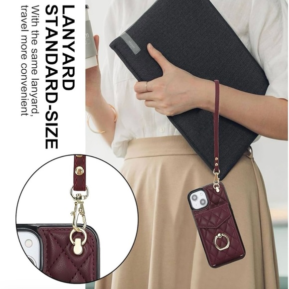 iPhone 16 Pro Max Quilted Wallet Case w/ Crossbody Strap - Picture 3 of 8